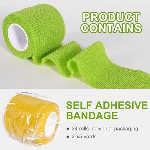 24 Pack Self Adhesive Bandage Wrap 2 Inch, Cohesive Medical Tape for Sports, Elastic Vet Wrap for Athletic, Ankle, Wrist Sprains, Pet First Aid - Imagem 5