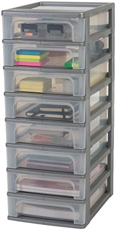 Iris Ohyama, Storage Chest, Organizer, 5 Drawers of 13 L, A4 Size Documents, See Through Drawers, Office, Living Room - Organizer Chest OCH-2500 - Grey