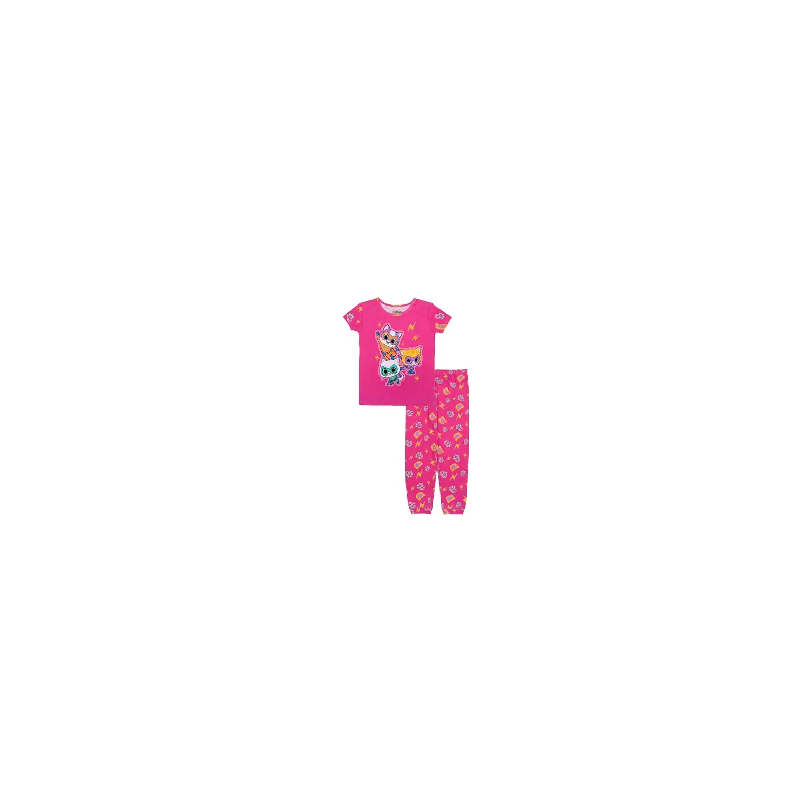 Disney Girls' 2-piece Snug-fit Cotton Holiday Pajama Set, Soft & Cute for Kids, GO SUPER KITTIES, 6