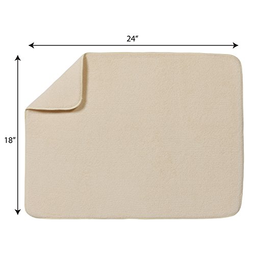 Kitchen Basics Absorbent, Reversible Microfiber Xl Dish Drying Mat For Kitchen, Dish Mat For Counter, 18 Inch X 24 Inch, 1 Pack, Cream #TOP1