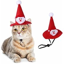 Santa Claus Hat for Cats Xmas Outfits Clothes Puppy Cat Christmas Costume Hat Santa Claus Pattern Cat Cosplay Costume