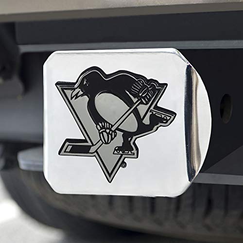 FANMATS 15152 Pittsburgh Penguins Chrome Metal Hitch Cover with Chrome Metal 3D Emblem