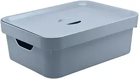 Ou Caixa Organizadora com Tampa 10,5L Azul Glacial Linha Cube