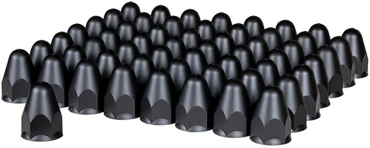 United Pacific 10361CB Wheel Lug Nut Cover 60 Piece, 1 1/2" X 2 3/4", Matte Black, Plastic Bullet, Push On