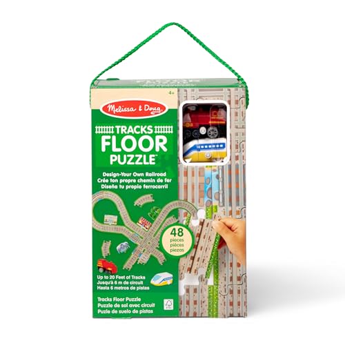 Melissa & Doug Design Your Own Railroad 48-Piece Floor Puzzle with 2 Wind-up Toy Trains and Interchangeable Scenery, Kids Puzzles with Preschool Toys for Girls & Boys Ages 4 and Up - FSC Certified - Image 9