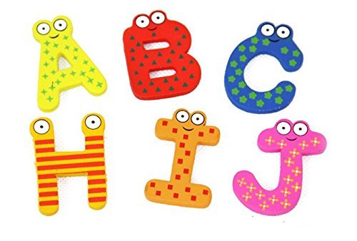 TuDu 26 Lettres Magnétiques En Bois Multicolore - Aimants Frigo Éducatifs - Alphabet Coloré Pour Enfants