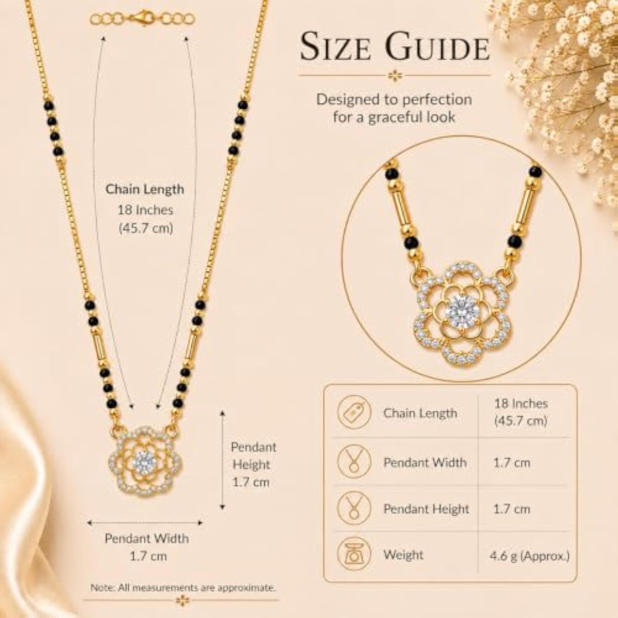 Women's Floral Pendant Mangalsutra with Bead Chain