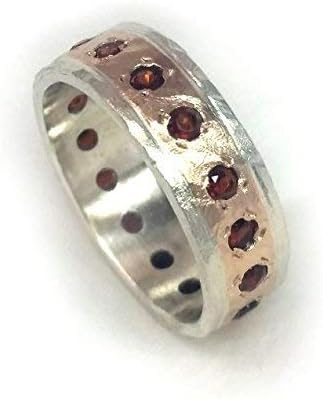 Gold Women's Engagement Ring Inlaid with Garnets