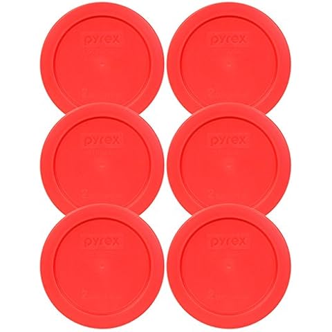 Pyrex 7200-PC 2-Cup Red Plastic Food Storage Lids - 6 Pack Cover