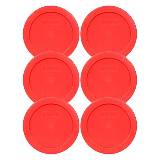 Pyrex 7200-PC 2-Cup Red Plastic Food Storage Lids - 6 Pack