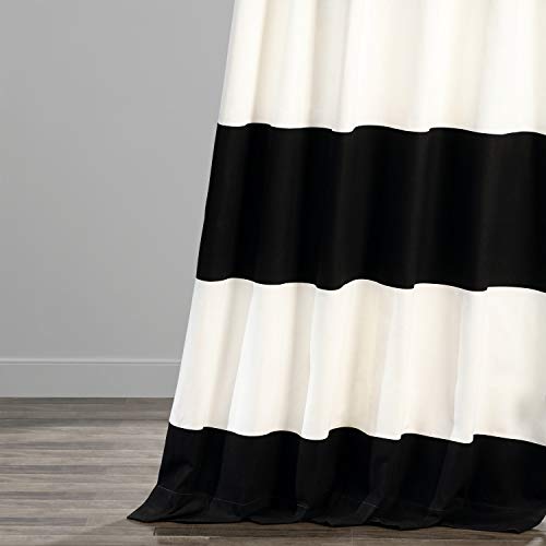 Hpd Half Price Drapes Horizontal Stripe Curtains For Living Room 50 X 96 (1 Panel), Prct-Hs06-96, Onyx Black & Off White #TOP6