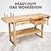 DNA MOTORING Heavy Duty Wood Workbench, Wooden Workbench with 2 Drawers for Workshop, Garage, W/Adjustable Handle, TOOLS-00521