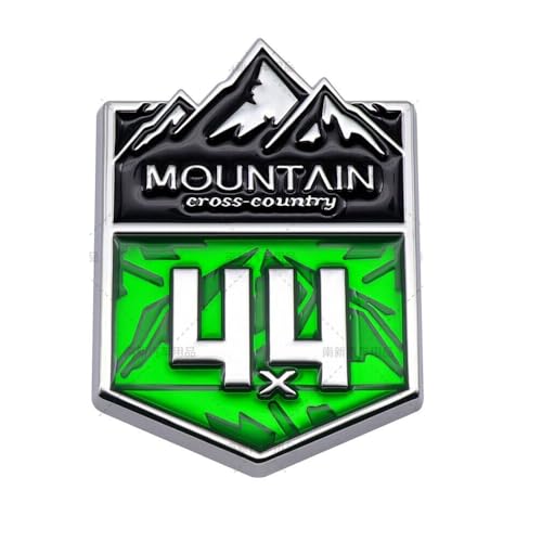 Image of 1Pc 4x4 Mountain Cross Country Emblem 3D Metal Car Sticker Off Road Racing Decal Badge for Off-Road Vehicle (Silver Green)