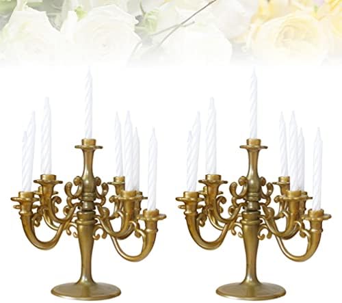 2pcs Candelabra Birthday Candles Candlestick Cake Topper Cake Candle Holders Party Supplies Creative Cake Decoration for Wedding Birthday Festival, 10X10X18cm