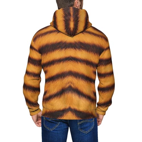 Pull à capuche imprimé tigre sweat molletonné homme mi-saison - 3