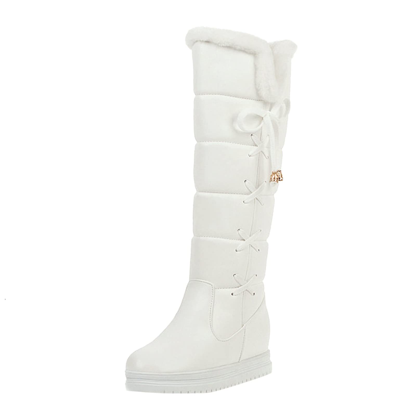 Stivali da donna con calda imbottitura, con suola in gomma antiscivolo, comodi, alla moda e versatili, bianco, 37 EU