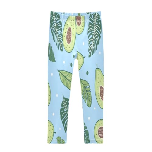 Bolaz Toddler Girls Leggings Printed Yoga Pants Leggings Avacado with Tropical Leaves for Kids