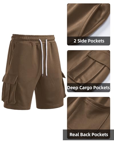 Image of Men's Cargo Sweat Shorts Casual Workout Athletic Jogger Gym SweatShorts
