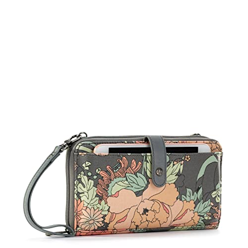 Sakroots Womens Canvas, Large Smartphone Crossbody Bag In Coated Canvas Convertible Purse With Detachable Wristlet Strap I, Charcoal Flower Power, One Size Us #TOP1