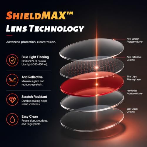 ANRRI Amber Blue Light Glasses, Computer Gaming Glasses for Men Women — 사진 5