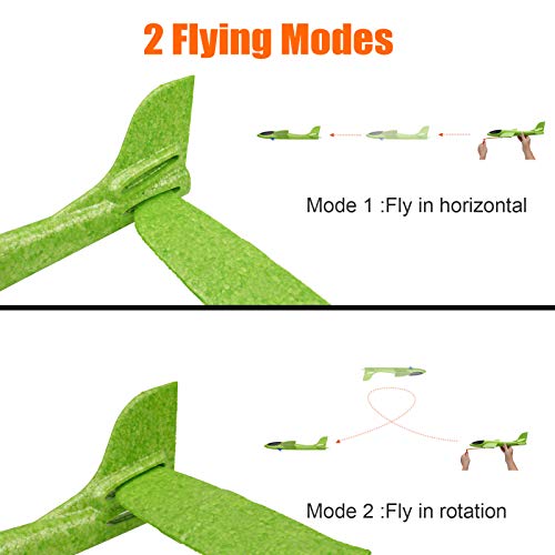 BooTaa 6 Pack Airplane Toys, Upgrade 17.5" Large Throwing Foam Plane, Glider Plane, Flying Toy for Kids, Gifts for 3 4 5 6 7 Year Old Boy, Outdoor Sport Toys Birthday Party Favors Foam Airplane