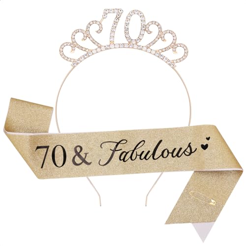 70th Birthday Sash and Tiara Crown Birthday Decorations