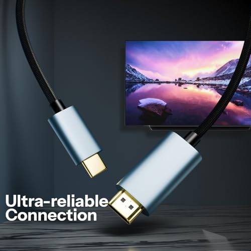 Image of Basesailor HDMI to USB-C Cable 1.5M (4.9ft), 4K UHD Type-C to HDMI Adapter Cable for Monitor & TV, USB C to HDMI Cable for Laptop /Phone, HDMI Cable Type C USB Connector Compatible Devices by AIL-KIN