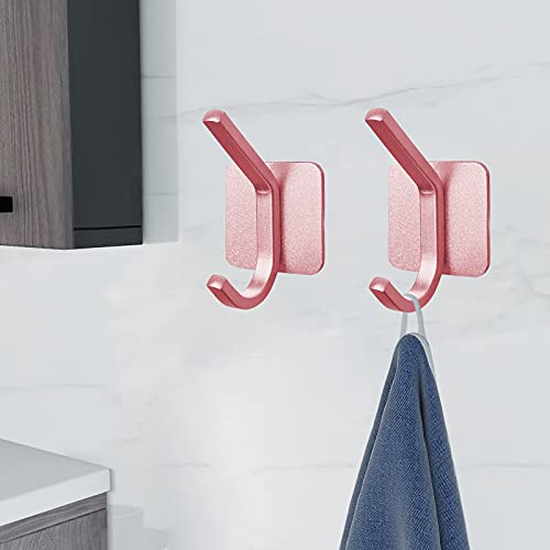 Vaehold Adhesive Hooks, Heavy Duty Wall Hooks Waterproof Aluminum Hooks For Hanging Coat, Hat, Towel, Robe, Key, Clothes, Closet Hook Wall Mount For Home, Kitchen, Bathroom，Office (12, Pink) #TOP1