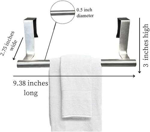 Miniatura 4 de Evelots Toallero, cocinabaño, paquete de 2 unidades, sobre la puerta, armario, acero inoxidable, fácil de instalar, sin herramientas