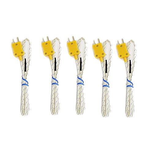 NUZAMAS Juego de 5 sondas de sensor tipo K para sensor de termopar de sonda tipo K y medidor en rango de temperatura -20 ~ 482 ℃, longitud del cable 1 m