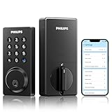 Philips Smart Lock, Smart Door Lock Built-in WiFi, App Remote Control, Keyless Entry Door Lock for Front Door, Deadbolt Lock Auto Lock, Support Alexa & Google, IP54 Waterproof, Black