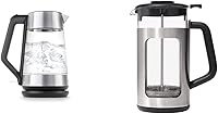 Vista 1 de OXO Brew - Hervidor eléctrico de vidrio inalámbrico (1.75 L) y cafetera de prensa francesa de acero inoxidable OXO Brew (32 onzas)