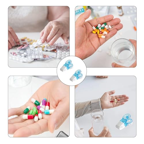 2 Stück Tablettenausdrücker,Tablettenteiler für Alle Tabletten,Pillenschneider,Pill Cutter,Tablettenausdrückhilfe,Pillenschlucker,Schluckhilfe,Klein Tragbare Pillendose,Werkzeug für Altere Menschen