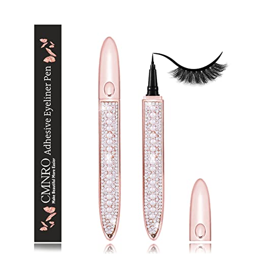 Eyelash Glue Pen Latex-Free Lash Glue Liner Self-Adhesive Eyeliner Pen 2 in 1 Eye Liner Pen lash Glue Pen Strong Hold Waterproof Eyelash Glue for False Lashes (1Pï¼ŒBlackï¼‰