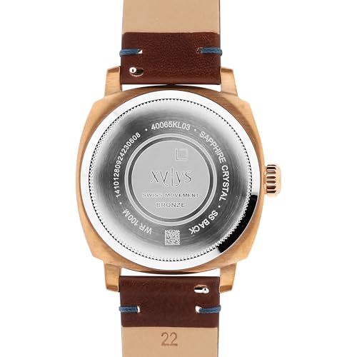 Image of Xylys Patina Quartz Analog Blue Dial Brown Leather Strap Watch for Men
