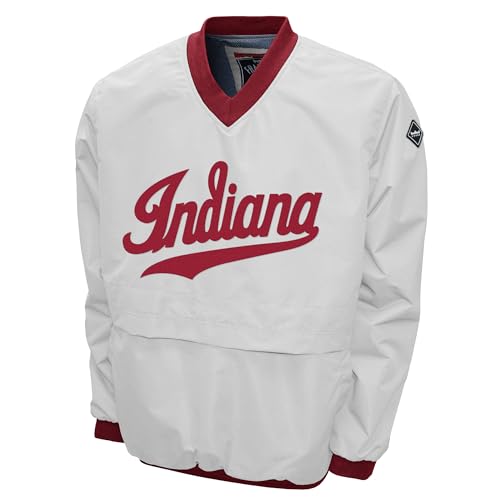 2Bhip NCAA Indiana Hoosiers Adult White Lightweight V-Neck Windbreaker Wind Shirt Pullover Jacket For Men