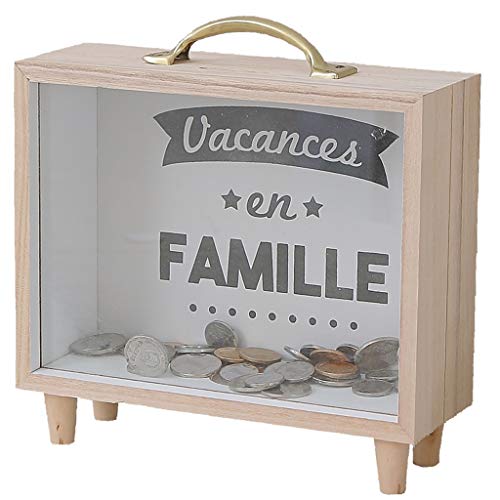 Banque monétaire carrée en bois avec compteur transparent RLKHXBS pour économiser