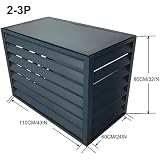 Aluminiowy klimatyzator antykradzieżowy i osłona pompy ciepła, redukcja hałasu, solidna ochrona jednostek zewnętrznych, zapewniająca prywatność na zewnątrz (Gray Flat Roof 110*60*80cm/43*24*32in)
