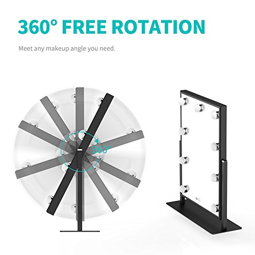 Wonstart Lighted Vanity Mirror With 9 Led Lights, Hollywood Led Makeup Mirrors With Lights, 360-Degree Rotation Touch Control Aluminum Frame Table Mirror #TOP2