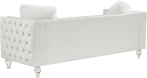 Miniatura 40 de i-POOK Sofá Chesterfield de terciopelo de 83 pulgadas de ancho con 3 asientos, 2 almohadas de felpa, patas de cristal y brazos recortados con cabeza