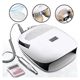 Odkurzacz do paznokci, 140W 3 w 1 wielofunkcyjny odkurzacz do paznokci elektryczna wiertarka do paznokci UV LED lampa do paznokci maszyna do Manicure do salonu paznokci do użytku w salonie domowym, ni