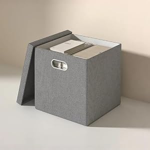 VECELO 収納ボックス カラーボックス 33×33×33cm 折りたたみ収納 衣類収納 取っ手付き クローゼット 蓋付き 衣装ケース 布 おしゃれ 目隠し 奥行30 おもちゃ タオル 布製 コンパクト グレー