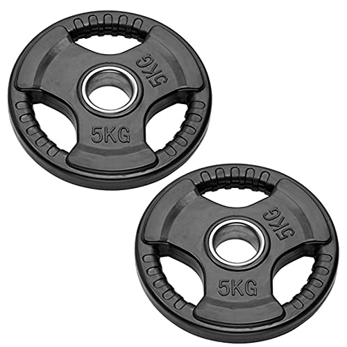 Paire de disques olympiques pour haltères et haltères | Bumper Plates Trou de 50 mm Disques Poids caoutchoutés de 2,5 kg à 20 kg (2 disques de 5 kg)