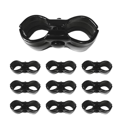 FENCINGKART Dog Kennel Panel Clamps 1-3/8 Inch OD Round Pipe 10 Set Pack with Hardware (Black Powder Coated)