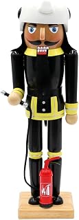 Holz Nussknacker Feuerwehrmann mit Feuerlöscher, L/B/H 8,5 x 6 x 23 cm