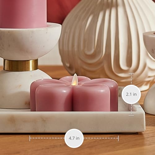 Image of Luminara - Flameless Flickering Moving Flame Nature-Inspired Battery Operated LED Decor - Spring Summer Collection - Blooming Mauve Flower Tealight Candle - 4.7 inch x 2.1 inch