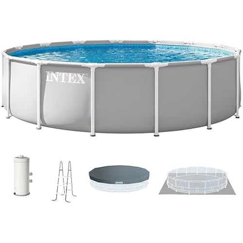 INTEX Prism Frame 15ft x 42in Round Above Ground Swimming Pool Set w/Pump