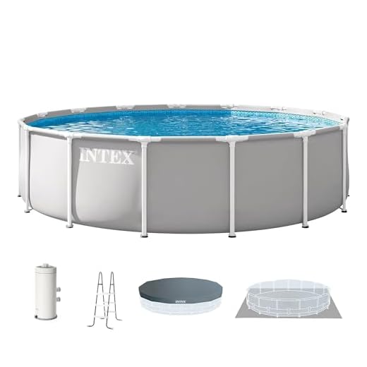 INTEX Prism Frame 15 ft x 42 in Above Ground Pool Set, Round Swimming Pool with Steel Frame, 1000 GPH Cartridge Filter Pump, Ladder, Cover, & Ground Cloth