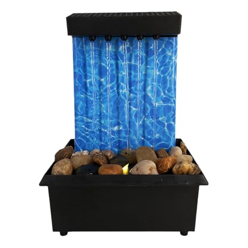Fontanas A Cascata da Interno,Fontanas da Tavolo Rilassante,Fontanas da Tavolo A Circuito Chiuso,Riutilizzabile,Circolazione Continua dell'Acqua,con Luce,Adatto per Ufficio,Bancone