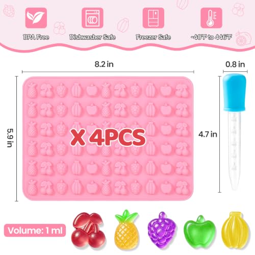 Image of Fruit Snack Molds, 4pcs Gummy Molds Silicone Chocolate Candy Molds